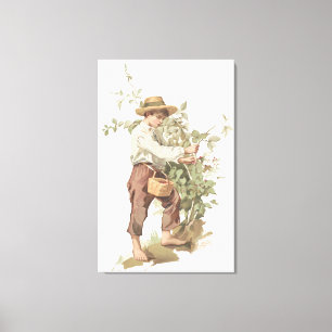 Huckleberry Finn Picking Berries Lithograph Leinwanddruck