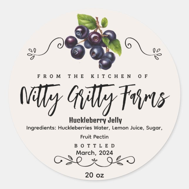 Huckleberry Jam Jelly bewahren kundenspezifisches  Runder Aufkleber (Vorderseite)