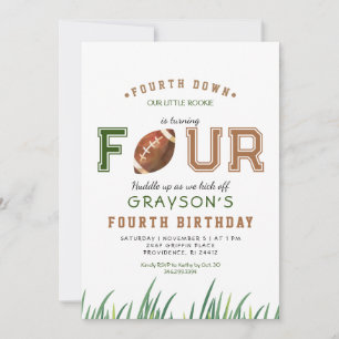 Huddle Up Football 4. Geburtstag Party Einladung