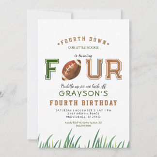 Huddle Up Football 4. Geburtstag Party Einladung