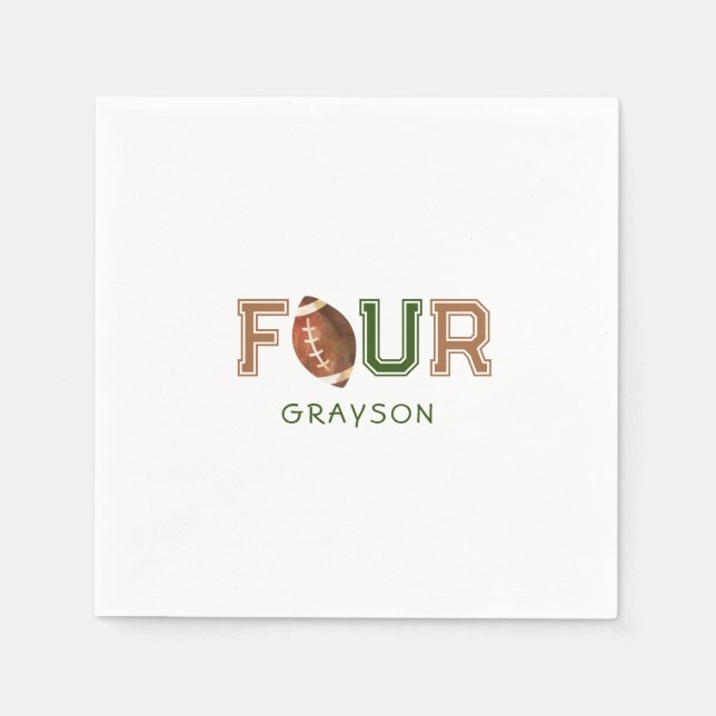 Huddle Up Football 4. Geburtstag Party Serviette (Vorderseite)