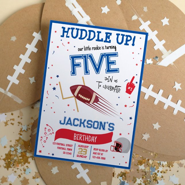 Huddle up Little Rookie Niedlich Football Geburtst Einladung (Von Creator hochgeladen)