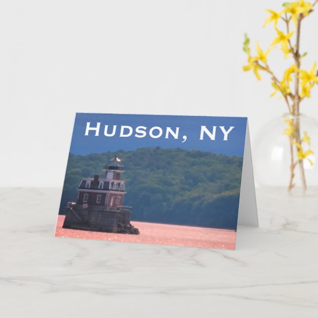 Hudson Athens Lighthouse - Hudson City Light, NY C Karte (Gelbe Blume)