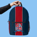 Hudson Name bedeutet Red Blue Ritter sheild Bedruckter Rucksack<br><div class="desc">Personalisierter kurzer Name beginnt mit H Ritter Schild Rucksack,  Teil der Ritterschild personalisiert Reichweite. Passen Sie mit Ihrem eigenen Namen derzeit liest Hudson. Eine perfekte Tasche für Jungen,  die zur Schule oder Uni mitnehmen. Originale Kunst und Design von Sarah Trett ausschließlich für www.mylittleeden.com</div>