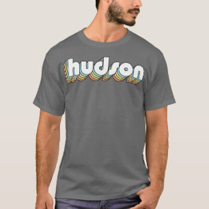 Hudson Retro Rainbow Typografie Faded Style T-Shirt