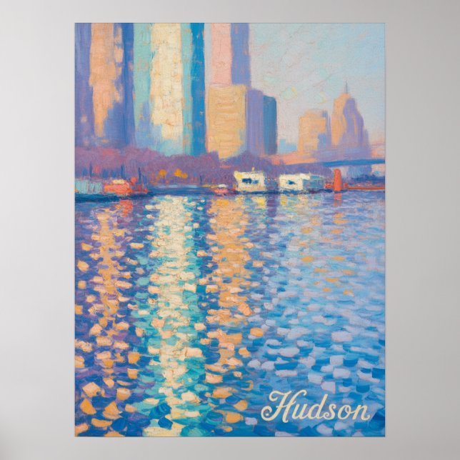 Hudson River Impasto Impressionismus Poster (Vorne)