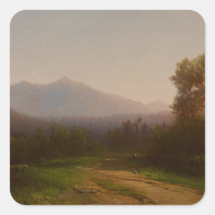 Hudson River Landscape, C.1860-5 (Oil on canvas) Quadratischer Aufkleber
