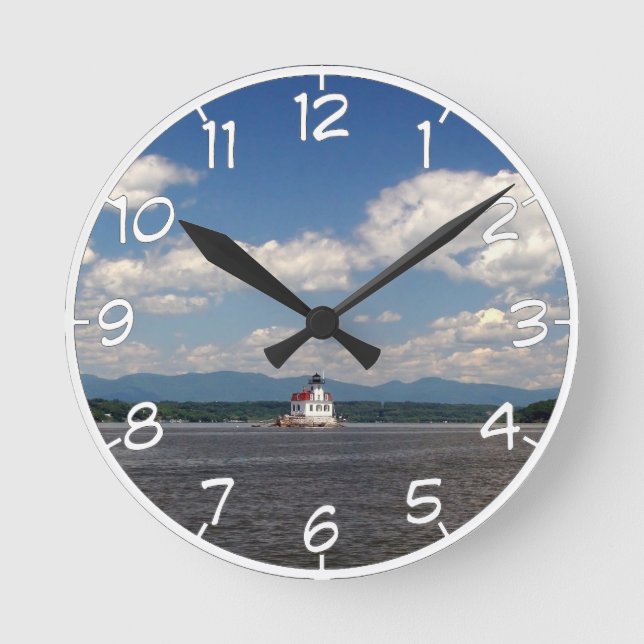 Hudson River Lighthouse Runde Wanduhr (Vorderseite)