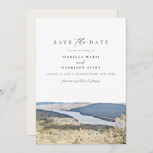 HUDSON RIVER New York Watercolor Save the Date Inv Einladung