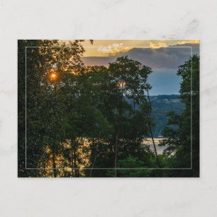 Hudson River Summer Abend W/Border Postcard Postkarte
