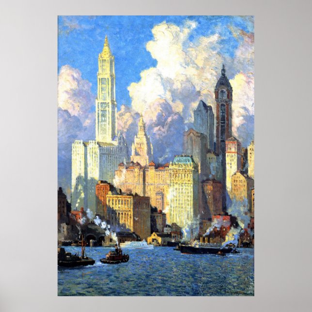 Hudson River Waterfront - Colin Campbell Cooper Poster (Vorne)