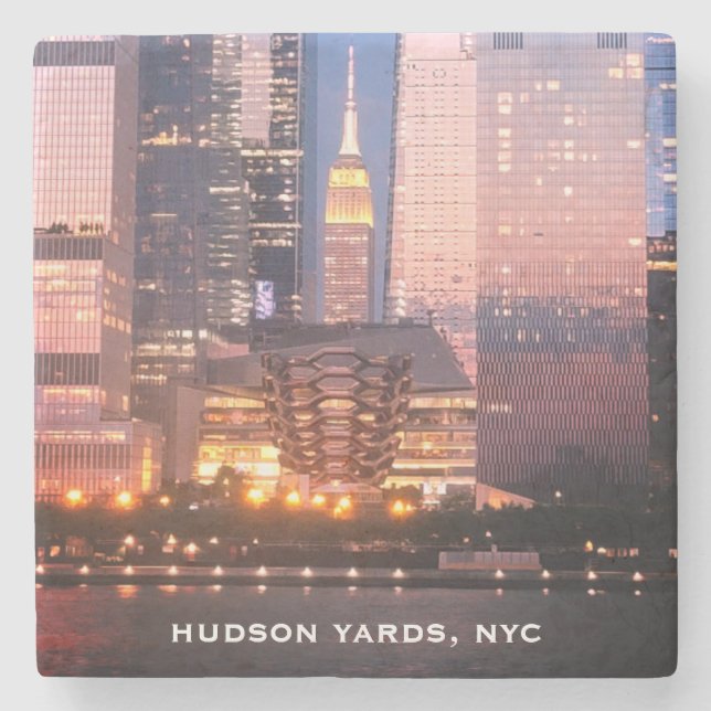 Hudson Yards (Schiff) Empire State Gebäude, NYC Steinuntersetzer (Vorderseite)