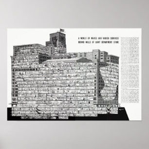 Hudson's Detroit - Cutout-Gebäude Poster