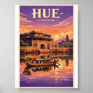 Hue Stadt Vietnam Retro-Reiseposter Poster