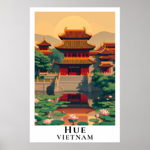 Hue Vietnam Vintage Reise Retro Kaiserliche Stadt  Poster