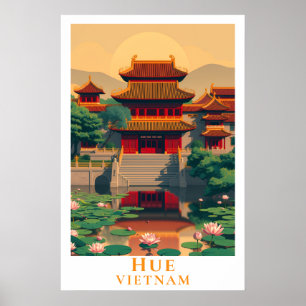 Hue Vietnam Vintage Reise Retro Kaiserliche Stadt  Poster