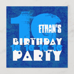 HUES of BLUE 10. Geburtstagsparty 10 Jahre alt V02 Einladung