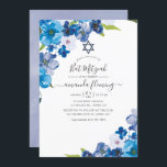 Hues of Blue Floral Bat Mitzvah Einladung<br><div class="desc">Pastelltöne der blauen Fledermausfledermaus Mitzvah Einladung mit eleganter Handschrift Typografie entwickelt,  um schnell und einfach auf Ihre Event-Besonderheiten angepasst werden.</div>