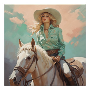 Hues of Harmony: Cowgirl Wall Art Poster