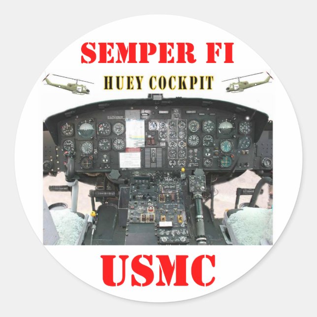 HUEY COCKPIT RUNDER AUFKLEBER (Vorderseite)