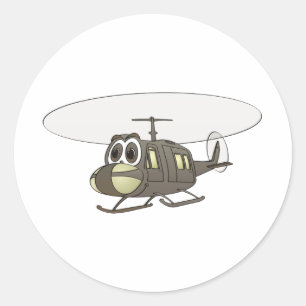 Huey Helicopter Cartoon Runder Aufkleber