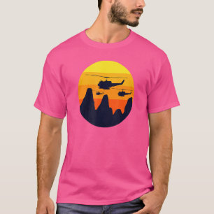 Huey Retro Helicopter Vintag Sunset Vietnam T-Shirt