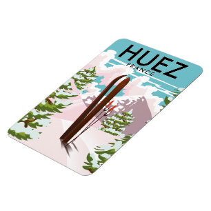 Huez France Retro Skiposter Magnet