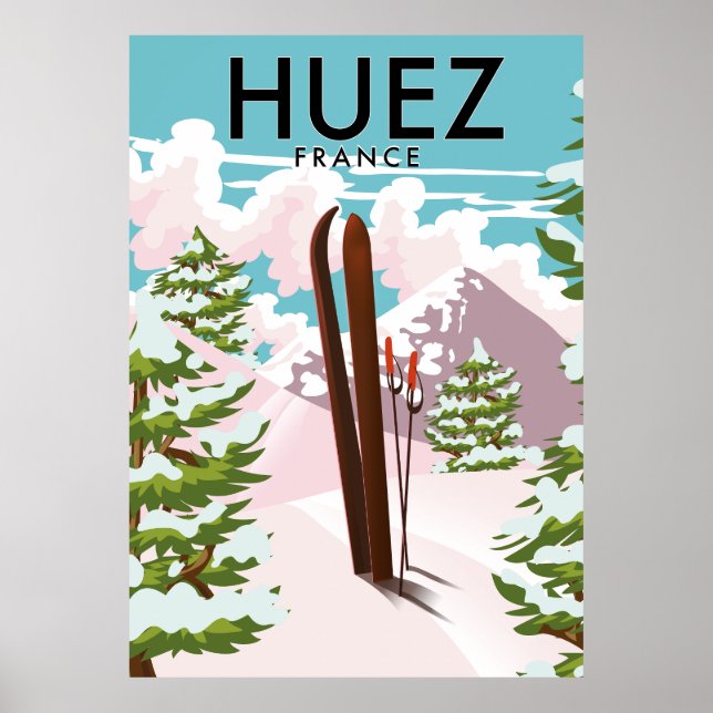 Huez France Retro Skiposter Poster (Vorne)
