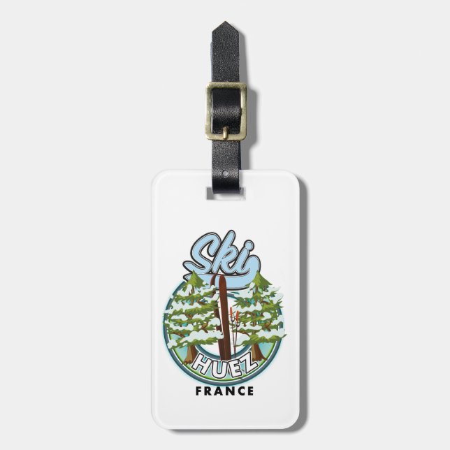 Huez Ski france Retro-Logo Gepäckanhänger (Vorderseite vertikal)