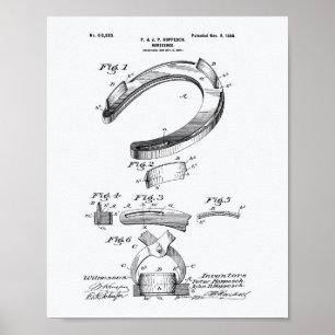 Hufeisen 1898 Patent Kunst Weißes Papier Poster