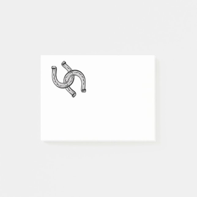 Hufeisen auf Schwarz Post-it Klebezettel (Vorderseite)