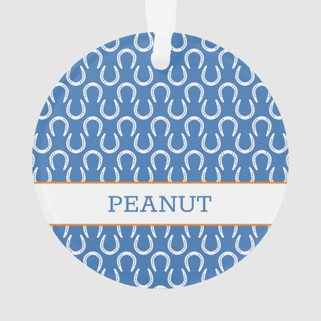 Hufeisen Blaue Pferdebezeichnung Foto Keepake Ornament (Rückseite)