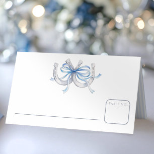 Hufeisen blaues Band Aquarell Hochzeit Platzkarte