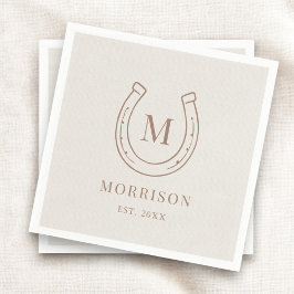 Hufeisen Country Western Monogram Hochzeit Serviette
