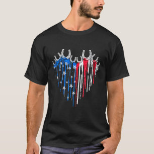Hufeisen Herz Amerikanische Flagge Unabhängigkeits T-Shirt