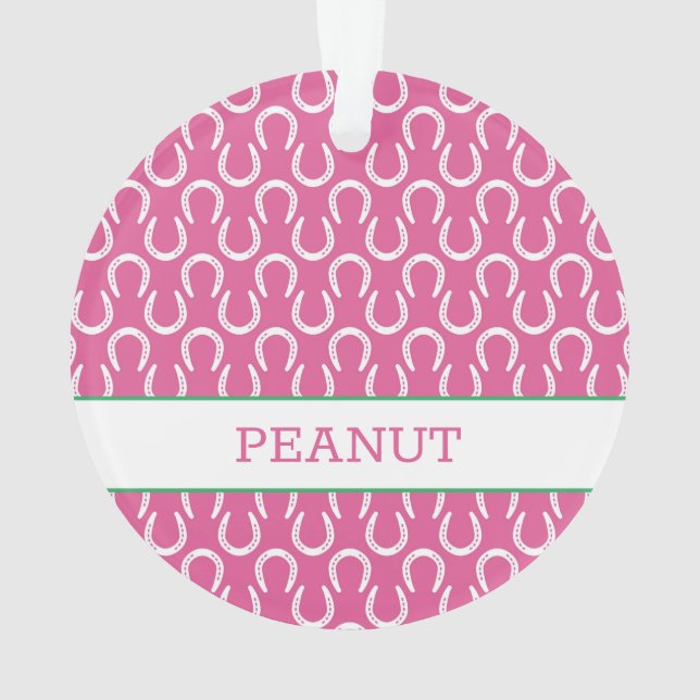 Hufeisen Pink Pet Pferdeame Foto Keepake Ornament (Rückseite)