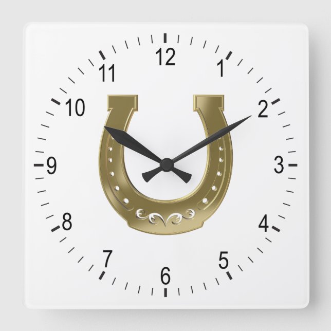 Hufeisen Quadratische Wanduhr (Vorderseite)