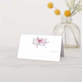 Hufeisen rosa Band Aquarell Hochzeit Platzkarte