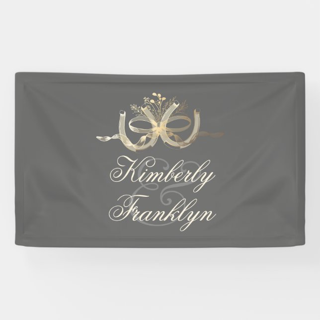 Hufeisen Rustikale Hochzeit Banner (Horizontal)