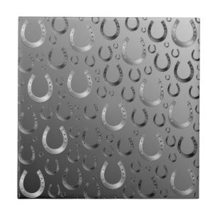 Hufeisen, Silber, Muster grau, Glück, Muster, Fliese