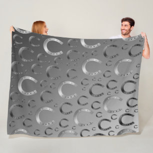 Hufeisen, Silber, Muster grau, Glück, Muster, Gras Fleecedecke