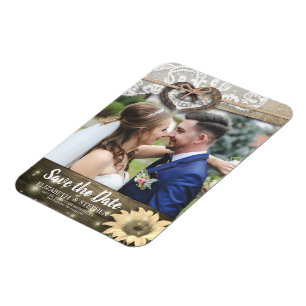 Hufeisen Sonnenblumen Hochzeit speichern das Date  Magnet