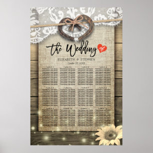 Hufeisen Sonnenblumen Wood Wedding Seating Charts Poster