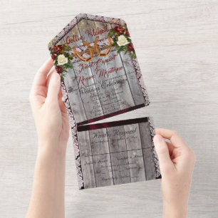 Hufeisen & Spitzen Gettin' Hitched Wedding All In One Einladung