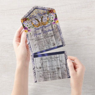 Hufeisen & Spitzen Gettin' Hitched Wedding All In One Einladung