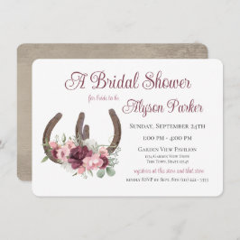 Hufeisen und Blume Brautparty aus Holz Einladung