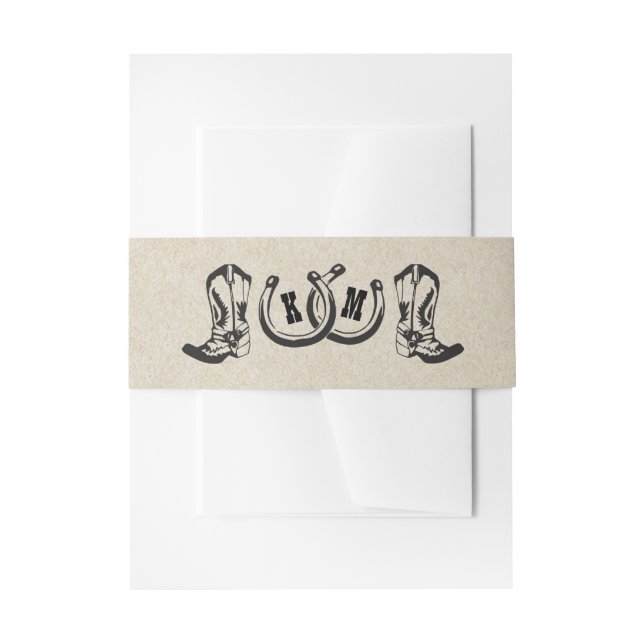 Hufeisen und Cowboystiefel Einladungsbanderole (Vorderseite Beispiel)