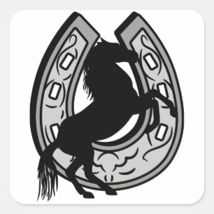 Hufeisen und Pferde Quadratischer Aufkleber