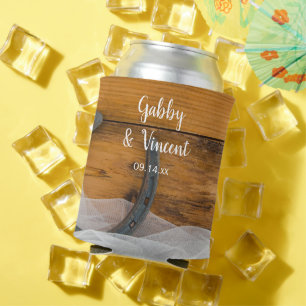 Hufeisen und Schleier Gastgeschenk Hochzeit Dosenkühler