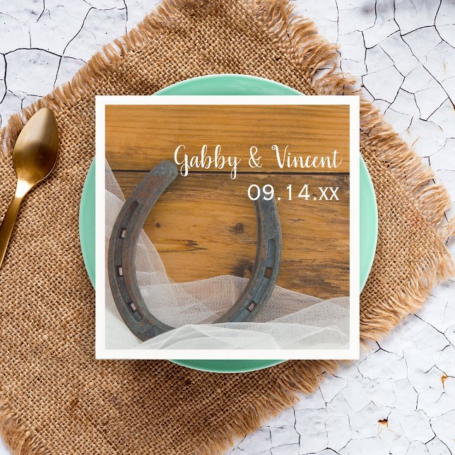 Hufeisen und Schleier Western Hochzeit Serviette (Von Creator hochgeladen)